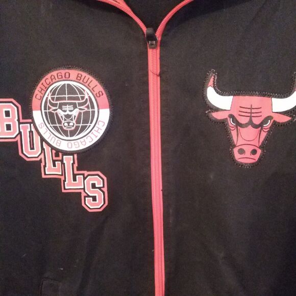 VINTAGE Chicago Bulls Men’s Small Full Zip track Jacket Black Long Sleeve Y2K - Picture 4 of 12